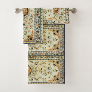 Oriental rug in light colours bath towel set