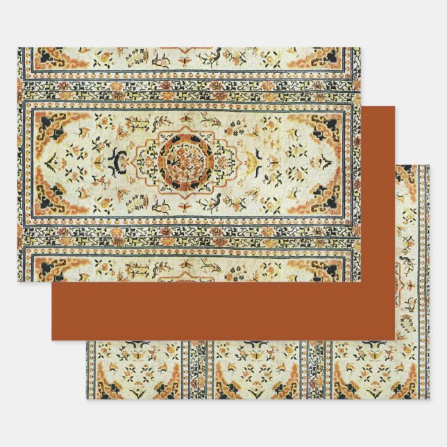 Oriental rug in  light colours wrapping paper sheet (Set)