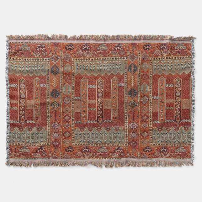 Oriental rug in orange throw blanket (Front)