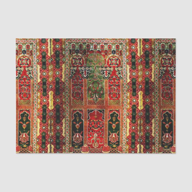 Oriental rug in red and green tissue paper (Front)