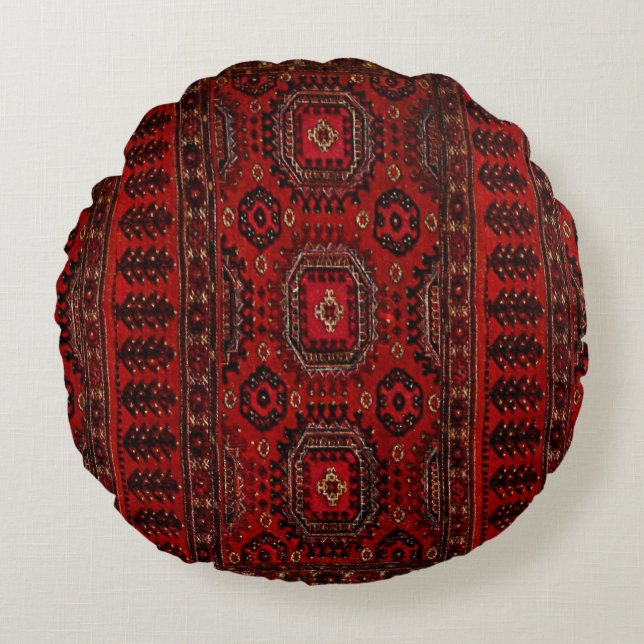 Oriental rug in warm colours round pillow (Front)