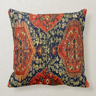 Oriental rug  look in blue&orange no2 throw pillow
