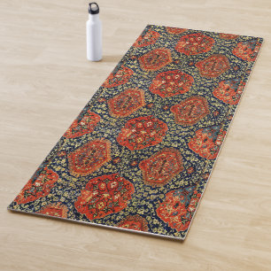 Oriental rug look  in blue&orange yoga mat