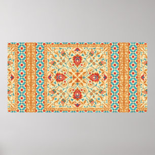 Oriental rug,ornate ornamental floral pattern,styl poster