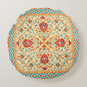 Oriental rug,ornate ornamental floral pattern,styl round pillow