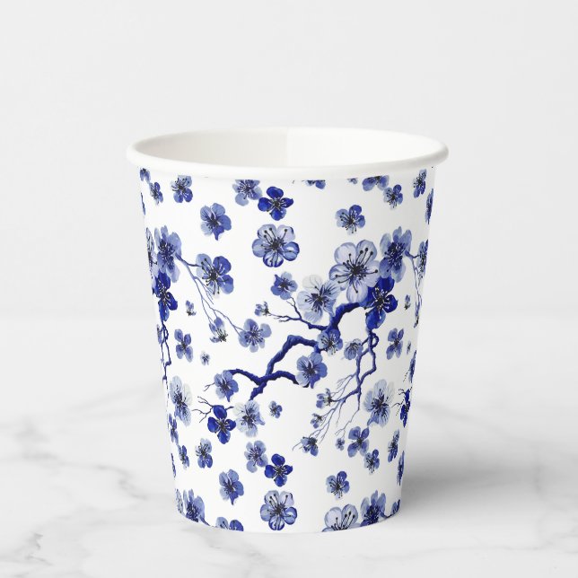 Oriental Sakura Branch Pattern Paper Cups (Left)