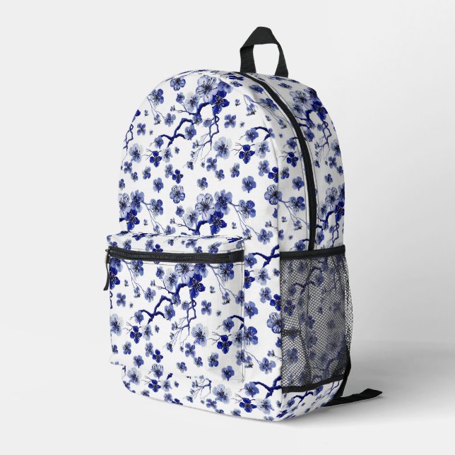 Oriental Sakura Branch Pattern Printed Backpack (Back Corner Right)