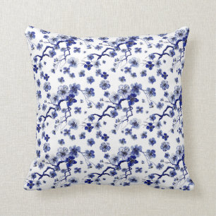 Oriental Sakura Branch Pattern Throw Pillow