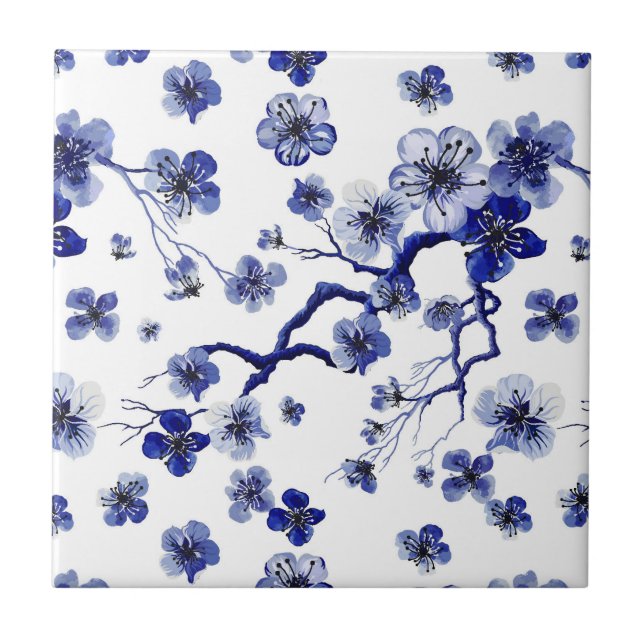 Oriental Sakura Branch Pattern Tile (Front)