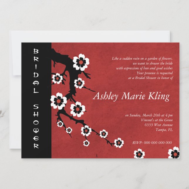 Oriental Sakura Bridal Shower Invitation (Front)
