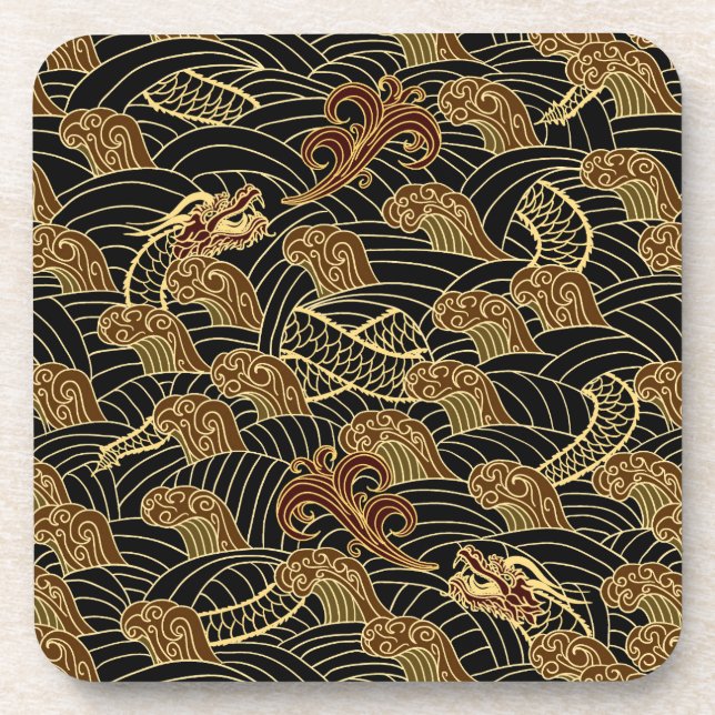 Oriental Sea Dragon Pattern Coaster (Front)