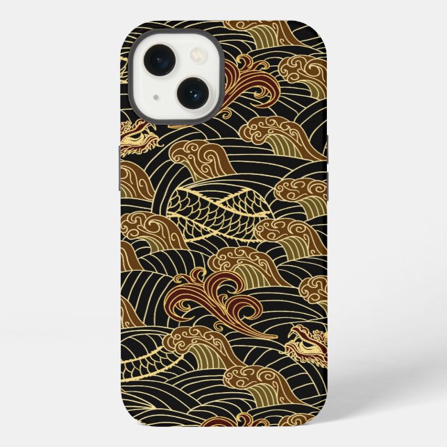 Oriental Sea Dragon Pattern iPhone Case (Back)