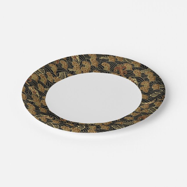 Oriental Sea Dragon Pattern Paper Plate (Angled)