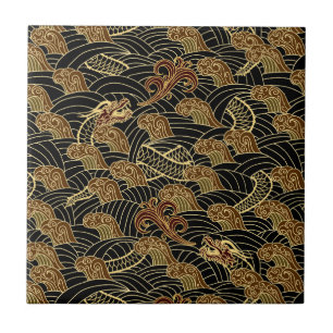 Oriental Sea Dragon Pattern Tile