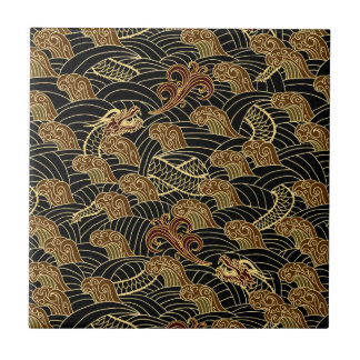 Oriental Sea Dragon Pattern Tile