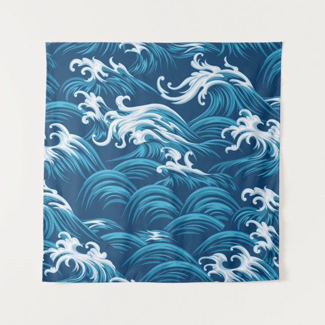Oriental sea seamless decorative pattern tapestry (Front)