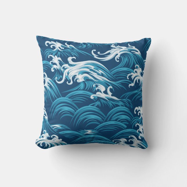 Oriental sea seamless decorative pattern throw pillow (Front)