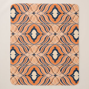 Oriental Seamless: Black Orange Ornament Sherpa Blanket