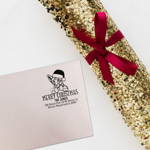 Oriental Short Hair Cat Return Address Christmas  Rubber Stamp