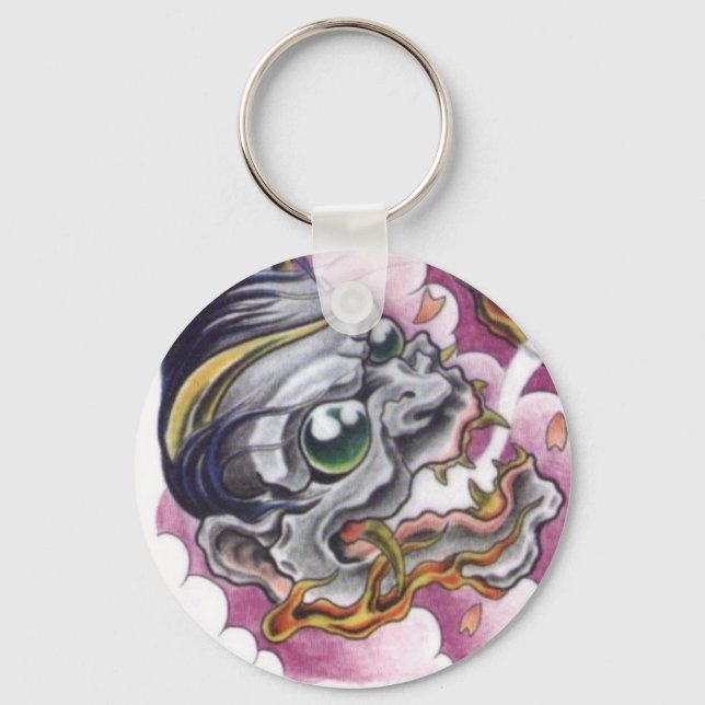 oriental skull demon tattoo keychain (Front)