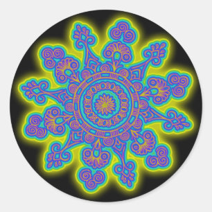 Oriental Snowflake Flower I + your backg. & ideas Classic Round Sticker