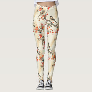Oriental Songbirds and Blossom - Traditional Asian Leggings