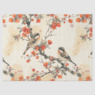 Oriental Songbirds and Blossom - Traditional Asian Tissue Paper