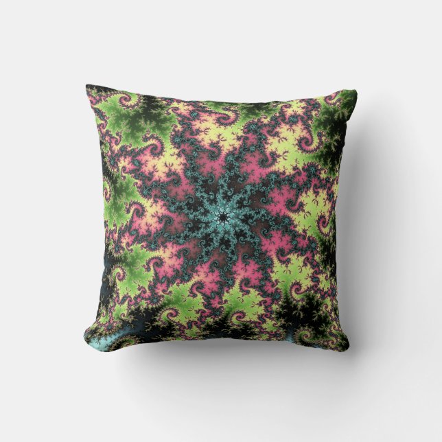 Oriental Star - colourful mesmerizing fractal art Throw Pillow (Front)