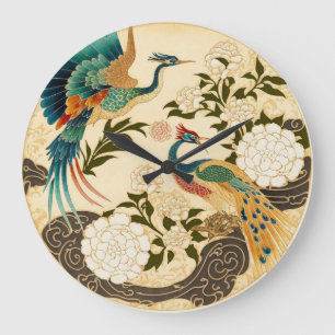 Oriental Style Birds Acrylic Wall Clock