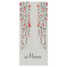 Oriental style floral watercolor wedding menu