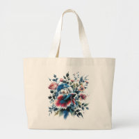 Oriental style flowers and beta fish ecobag