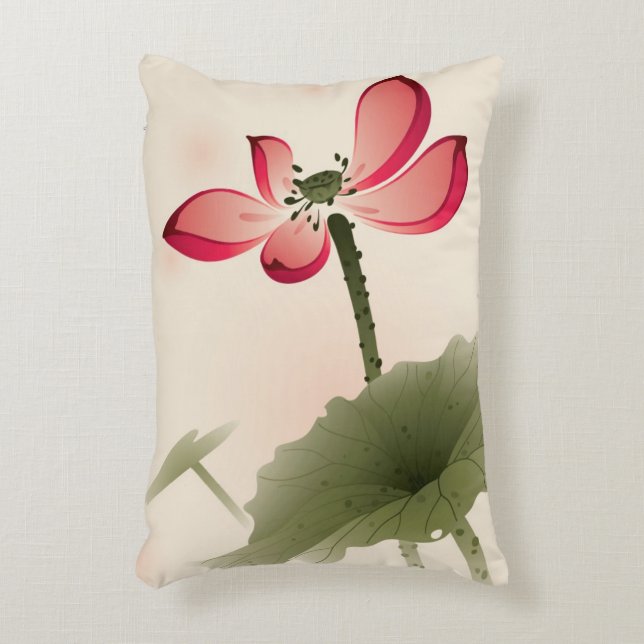 Oriental style Lotus Decorative Pillow (Front(Vertical))