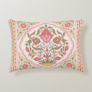 Oriental style ornate floral design accent pillow