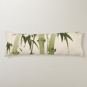 Oriental style painting, bamboo branches 2 body pillow