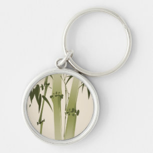 Oriental style painting, bamboo branches 2 keychain