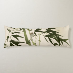 Oriental style painting, bamboo branches body pillow