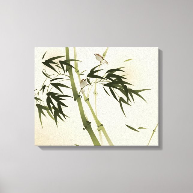 Oriental style painting, bamboo branches canvas print (Front)