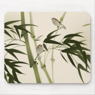 Oriental style painting, bamboo branches mouse pad