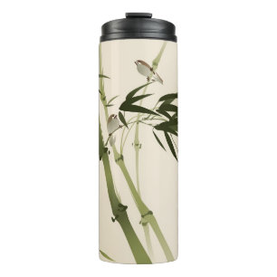 Oriental style painting, bamboo branches thermal tumbler