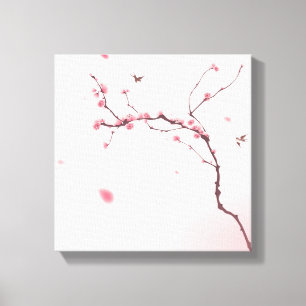 Oriental style painting, cherry blossom canvas print