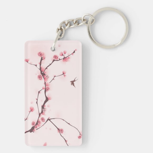 Oriental style painting, cherry blossom keychain (Back)