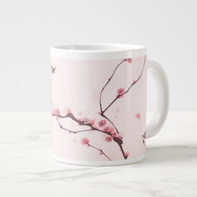 Oriental style painting, cherry blossom large coffee mug (Front Right)
