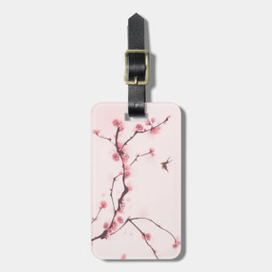 Oriental style painting, cherry blossom luggage tag