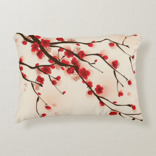 Oriental style painting, plum blossom in spring 2 decorative pillow