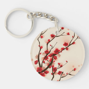 Oriental style painting, plum blossom in spring 2 keychain