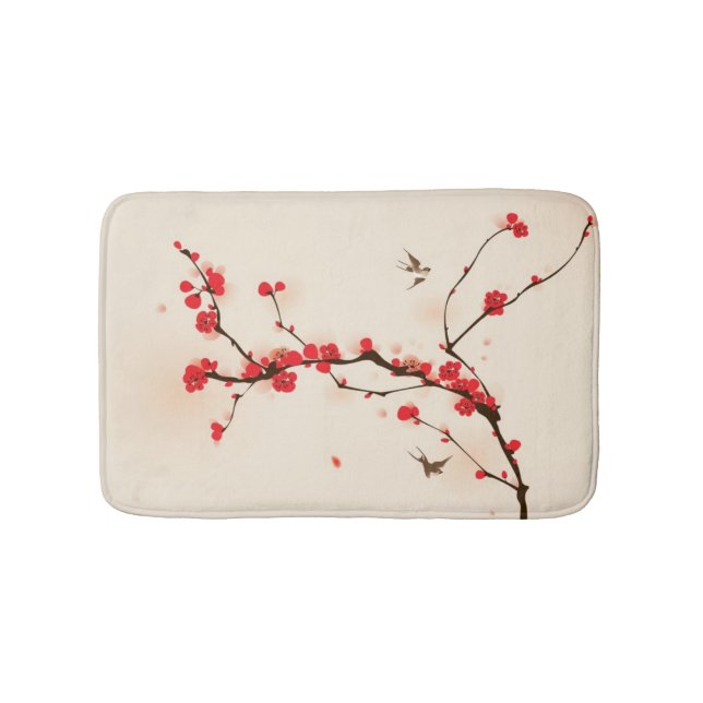 Oriental style painting, plum blossom in spring 3 bath mat (Front)