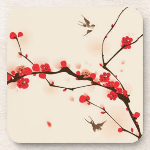 Oriental style painting, plum blossom in spring 3 coaster
