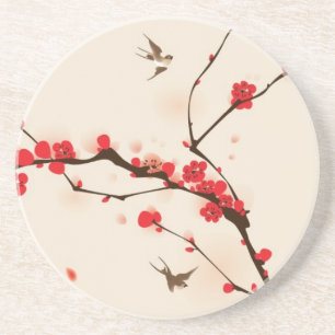 Oriental style painting, plum blossom in spring 3 coaster