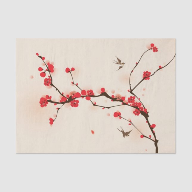 Oriental style painting, plum blossom in spring 3 tissue paper (Front)