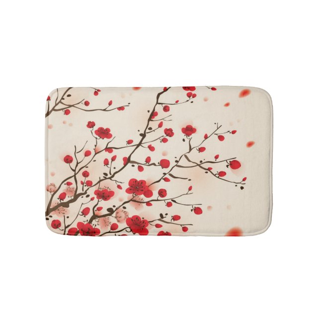 Oriental style painting, plum blossom in spring bath mat (Front)